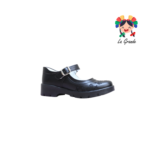 1803M LADY FLORES Negro Sintético Zapato Escolar para Dama