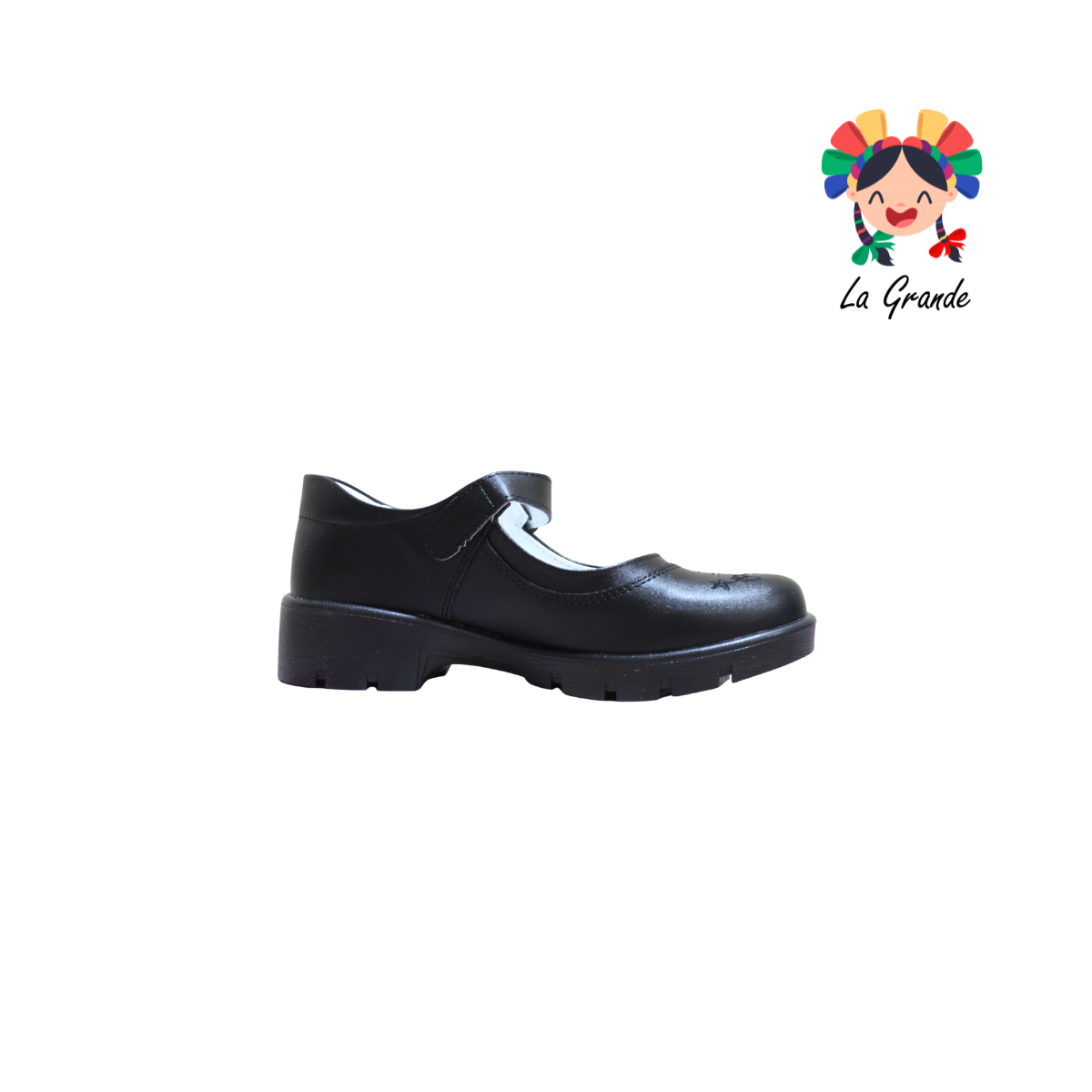 1803M LADY FLORES Negro Sintético Zapato Escolar para Dama