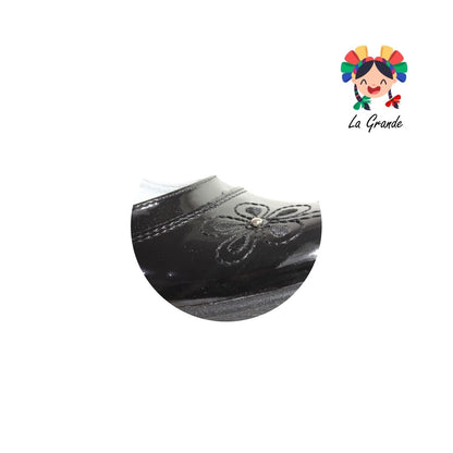 1803 LADY FLORES Negro Charol Zapato Escolar para Niña y Dama