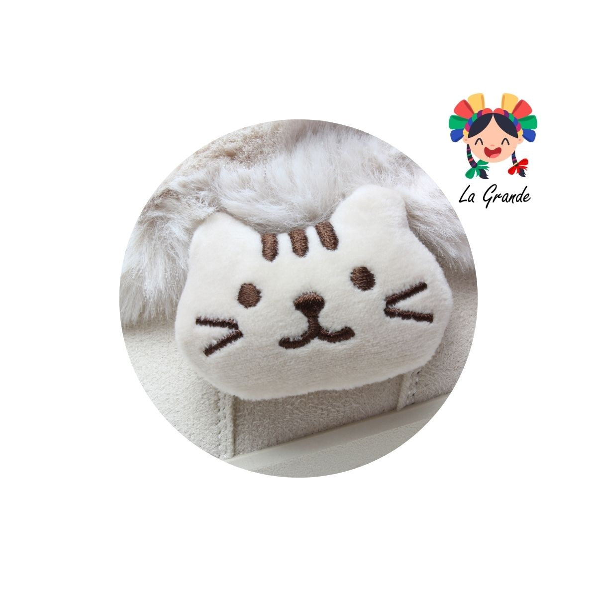 1803 PINK Beige Ante Bota con Peluche para Dama