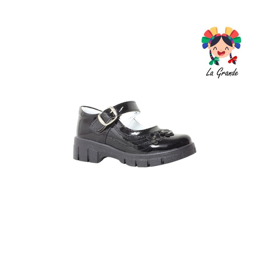 1804 LADY FLORES Negro Charol Zapato Escolar para Dama