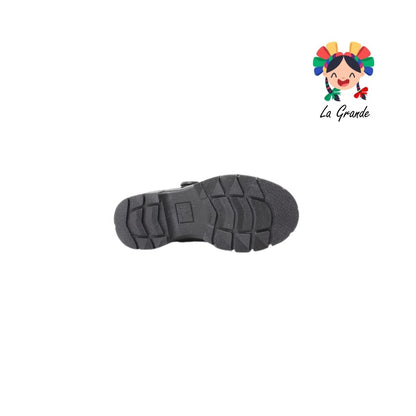 1808 LADY FLORES Negro Sintético Zapato Escolar para Niña