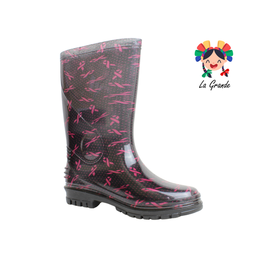 1601-1 EVA GREEN Negro Fucsia de Colores Bota de Hule para Dama