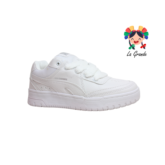927 ROJO ARANDANO Blanco Blanco Tenis Escolar para Dama y Joven
