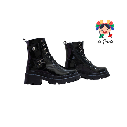 3709 MODELS Negro Charol Bota Casual para Dama