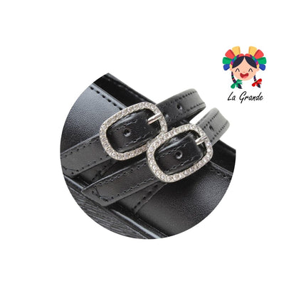 1815 PERLA NEGRA Negro Napa Zapato Escolar para Dama