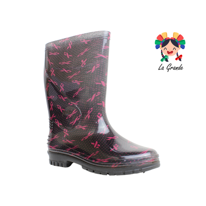 1601-1 EVA GREEN Negro Fucsia de Colores Bota de Hule para Dama