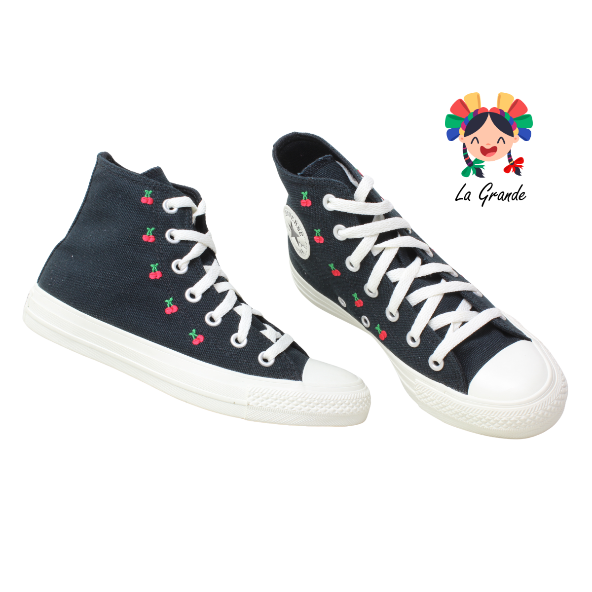 HI CONVERSE Negro Cereza Textil Tenis Casual Original Importado para Dama