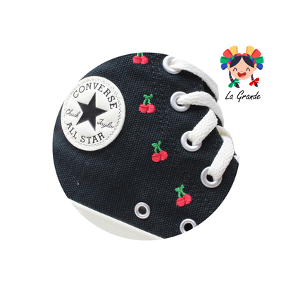 HI CONVERSE Negro Cereza Textil Tenis Casual Original Importado para Dama