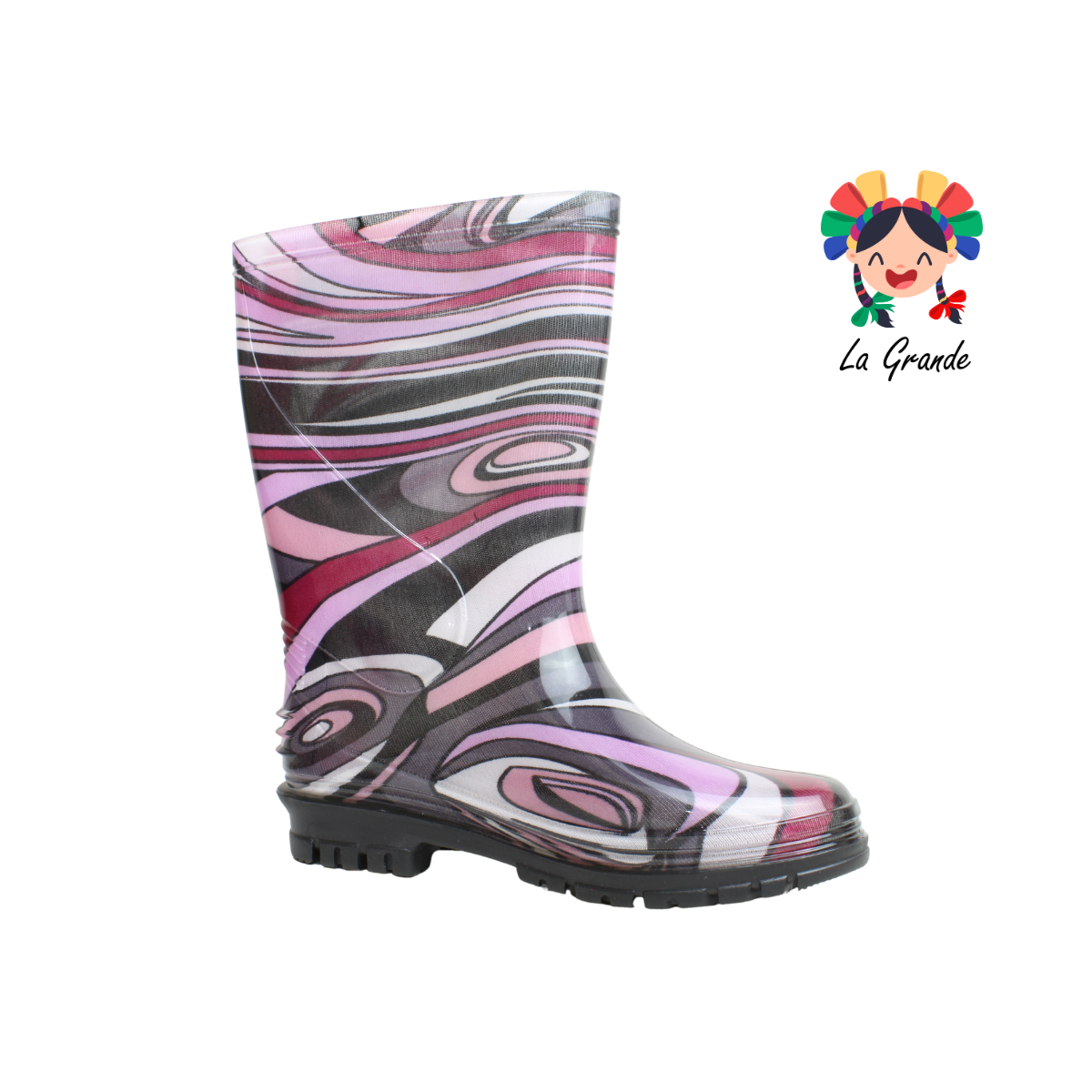 1601-15 EVA GREEN Gris Negro de Colores Bota de Hule para Dama