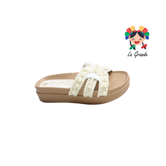 1852 WILDCAT Beige Blanco Napa Sandalia Casual para Dama