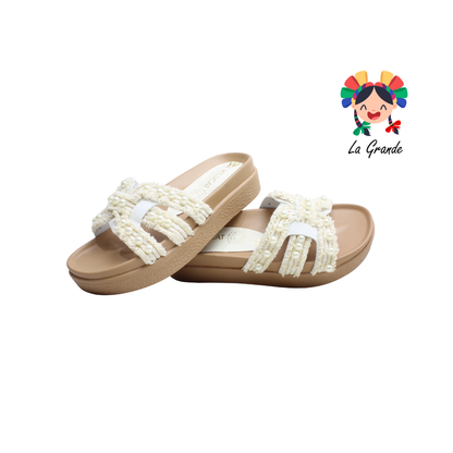 1852 WILDCAT Beige Blanco Napa Sandalia Casual para Dama