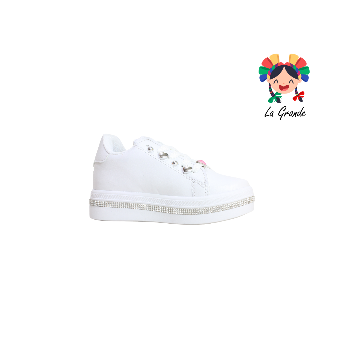 1873 CHAMPS Blanco Rosa Tenis Casual para Niña