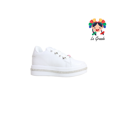 1873 CHAMPS Blanco Rosa Tenis Casual para Niña