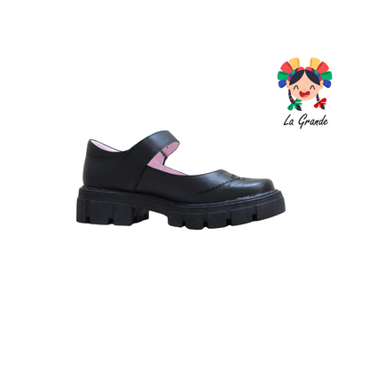 766 BRIANDA Negro Piel Zapato Escolar para Dama
