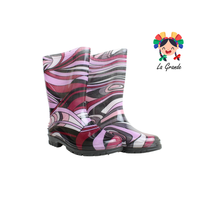 1601-15 EVA GREEN Gris Negro de Colores Bota de Hule para Dama