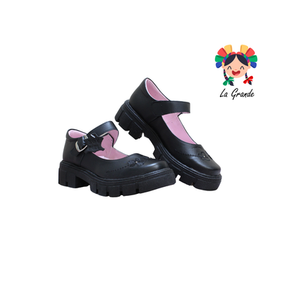 766 BRIANDA Negro Piel Zapato Escolar para Dama
