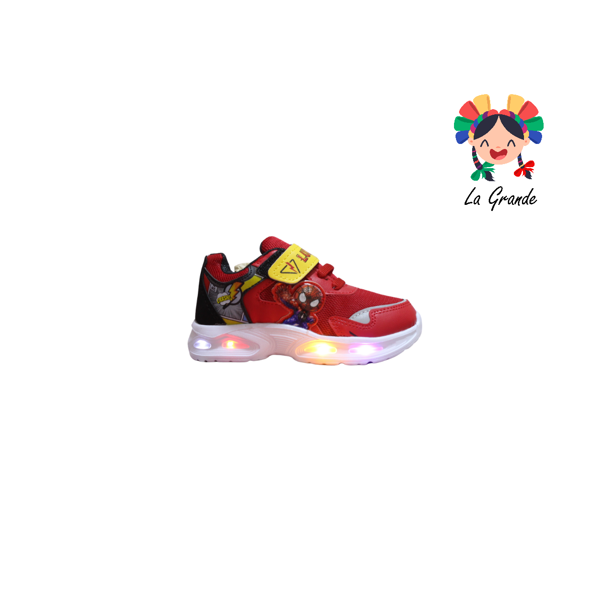 3153 BF Araña LUX-10 Rojo Negro Tenis Casual con Luz Led para Niño