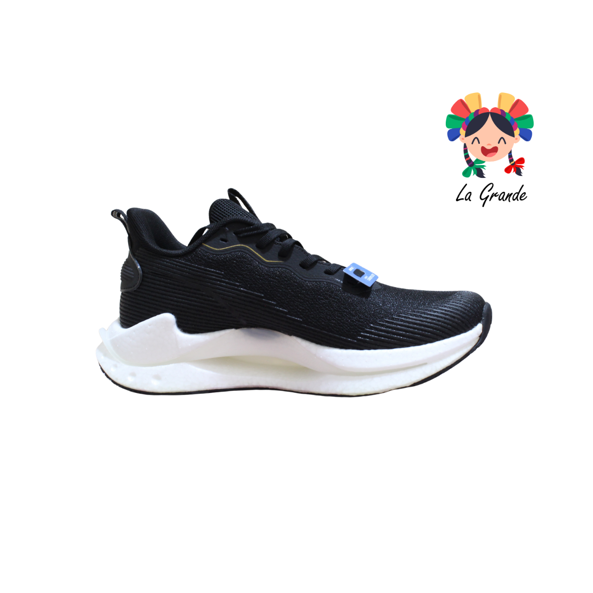 0H517002 LOTTO Negro Amarillo Tenis Casual para Caballero