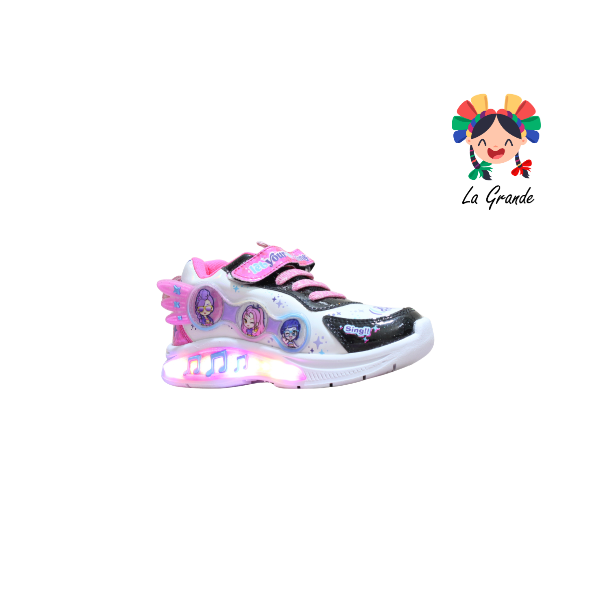 133 Huntri ON KIDS Bco Ngo Fiu Tenis Casual con Luz Led para Niña
