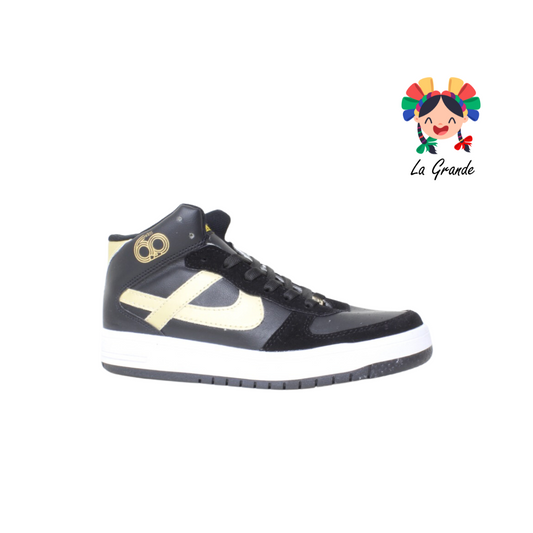 190039-PANAM Negro Oro Sint Tenis Bota Urban para Caballero Nacional Original