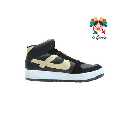 190039-PANAM Negro Oro Sint Tenis Bota Urban para Caballero Nacional Original