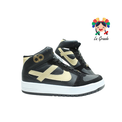 190039-PANAM Negro Oro Sint Tenis Bota Urban para Caballero Nacional Original