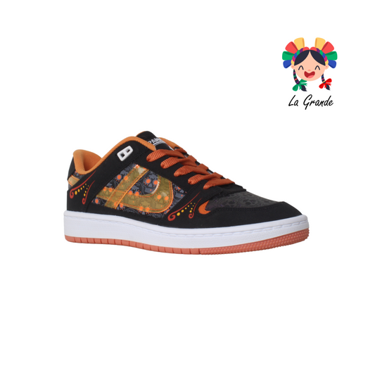190056 PANAM Negro Naranja Día de Muertos Tenis para Dama,Joven y Caballero Nacional Original