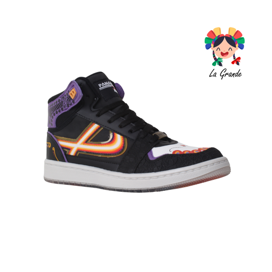 190080 PANAM Negro Morado Sint Día de Muertos Llorona Tenis para Dama, Joven y Caballero Nacional Original