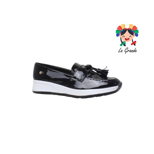 1901 YUL Negro Charol Mocasín Casual para Dama