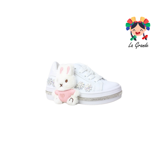 1906 FRIDAYS Blanco Blanco Rosa Conejo Sint Tenis Casual para Niña