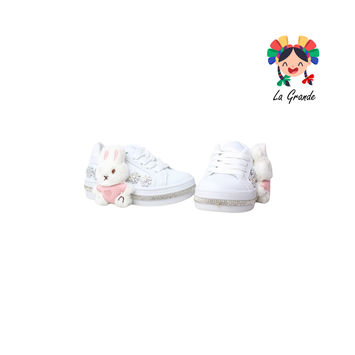 1906 FRIDAYS Blanco Blanco Rosa Conejo Sint Tenis Casual para Niña