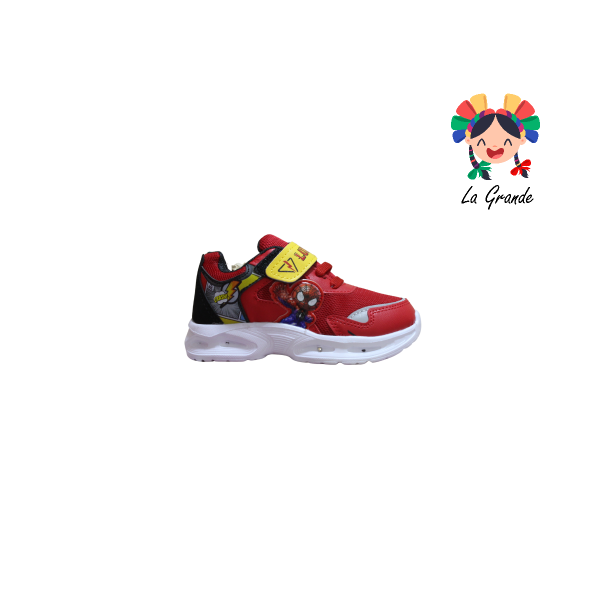 3153 BF Araña LUX-10 Rojo Negro Tenis Casual con Luz Led para Niño