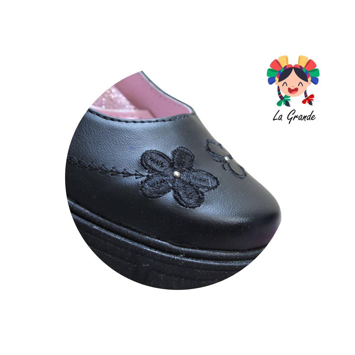 766 BRIANDA Negro Piel Zapato Escolar para Dama
