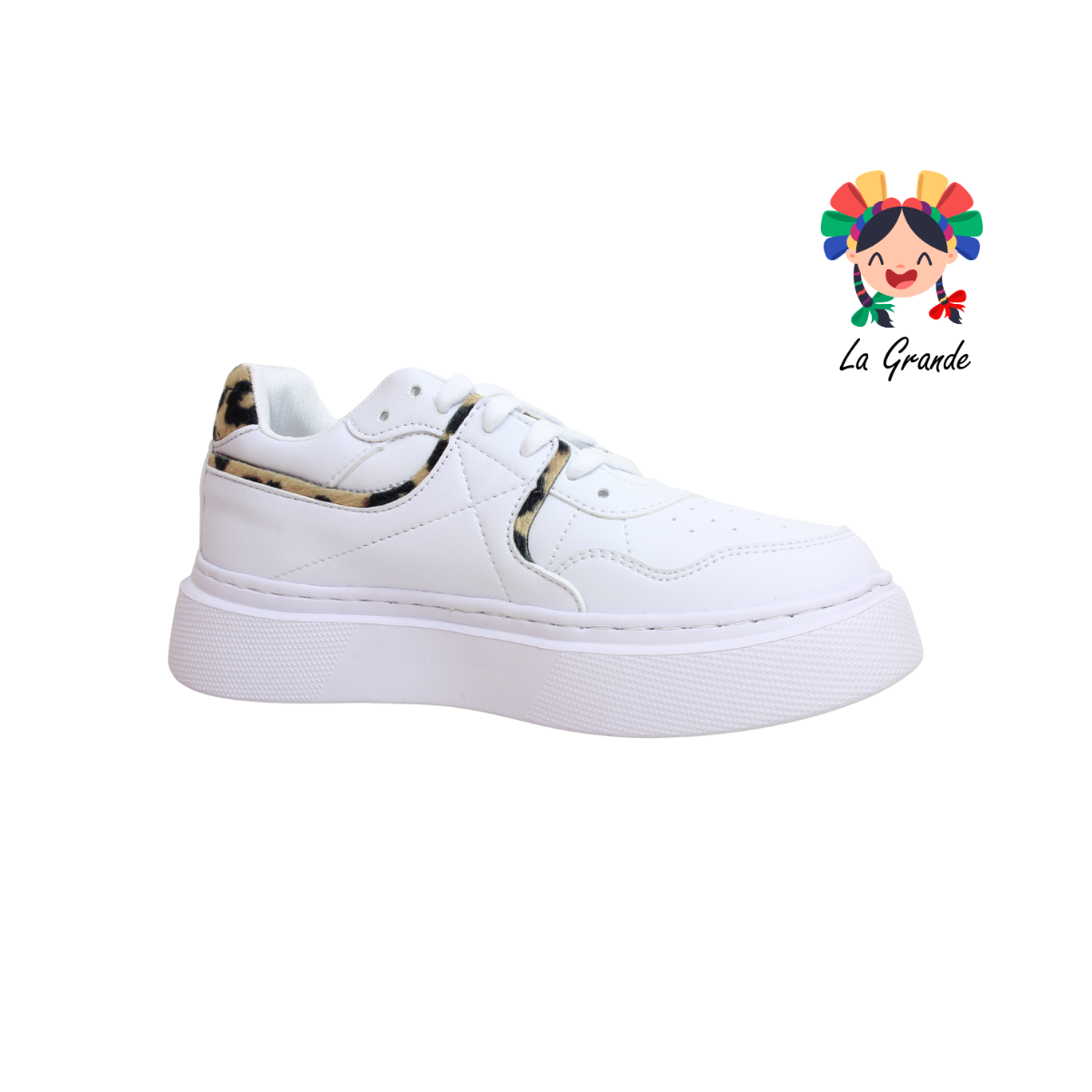 MY143 APOORT Blanco Print Piel Tenis Casual para Dama
