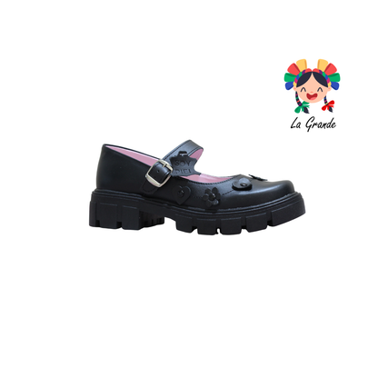 763 BRIANDA Negro Piel Zapato Escolar para Dama