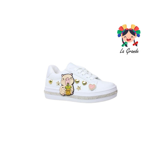 1921 FRIDAYS Blanco Sintético Tenis Escolar para Niña y Niño