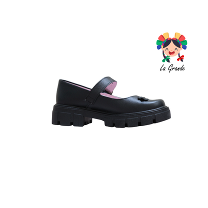 763 BRIANDA Negro Piel Zapato Escolar para Dama