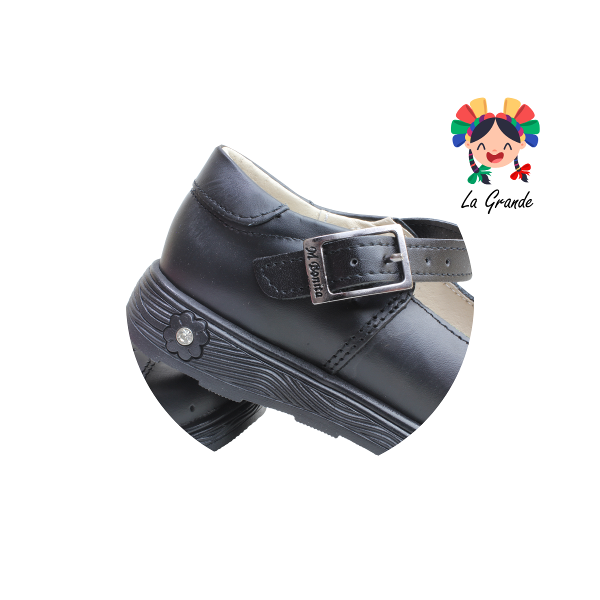 1932 MUJER BONITA Negro Piel Zapato Escolar para Niña