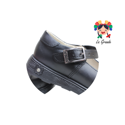 1932 MUJER BONITA Negro Piel Zapato Escolar para Niña