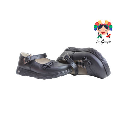 1932 MUJER BONITA Negro Piel Zapato Escolar para Niña