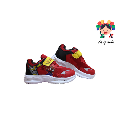 3153 BF Araña LUX-10 Rojo Negro Tenis Casual con Luz Led para Niño