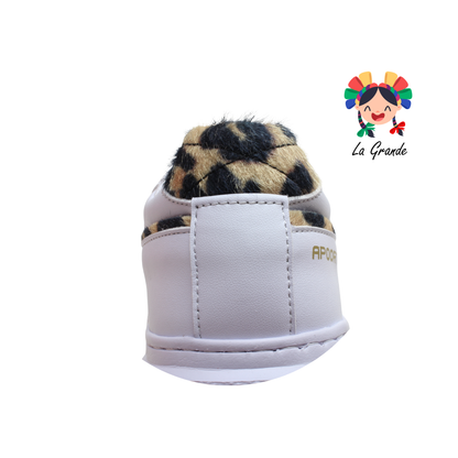 MY143 APOORT Blanco Print Piel Tenis Casual para Dama