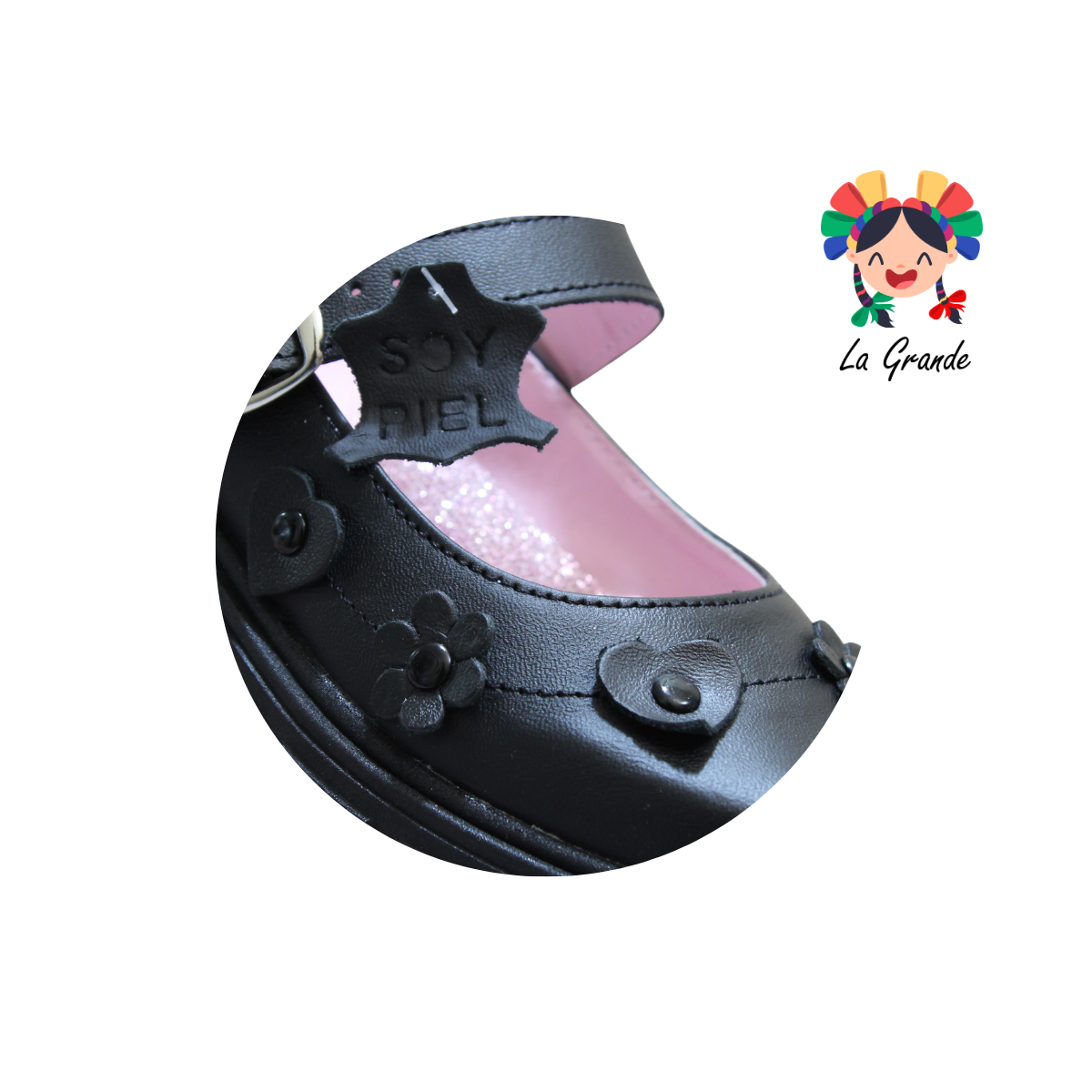 763 BRIANDA Negro Piel Zapato Escolar para Dama