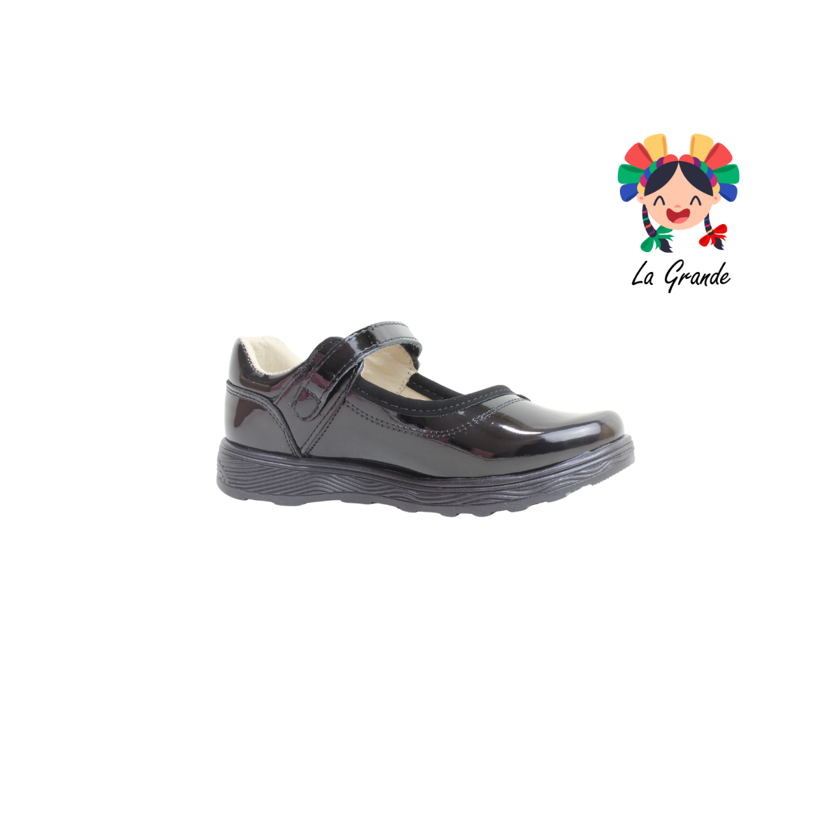 1962 MUJER BONITA Negro Charol Zapato Escolar para Niña