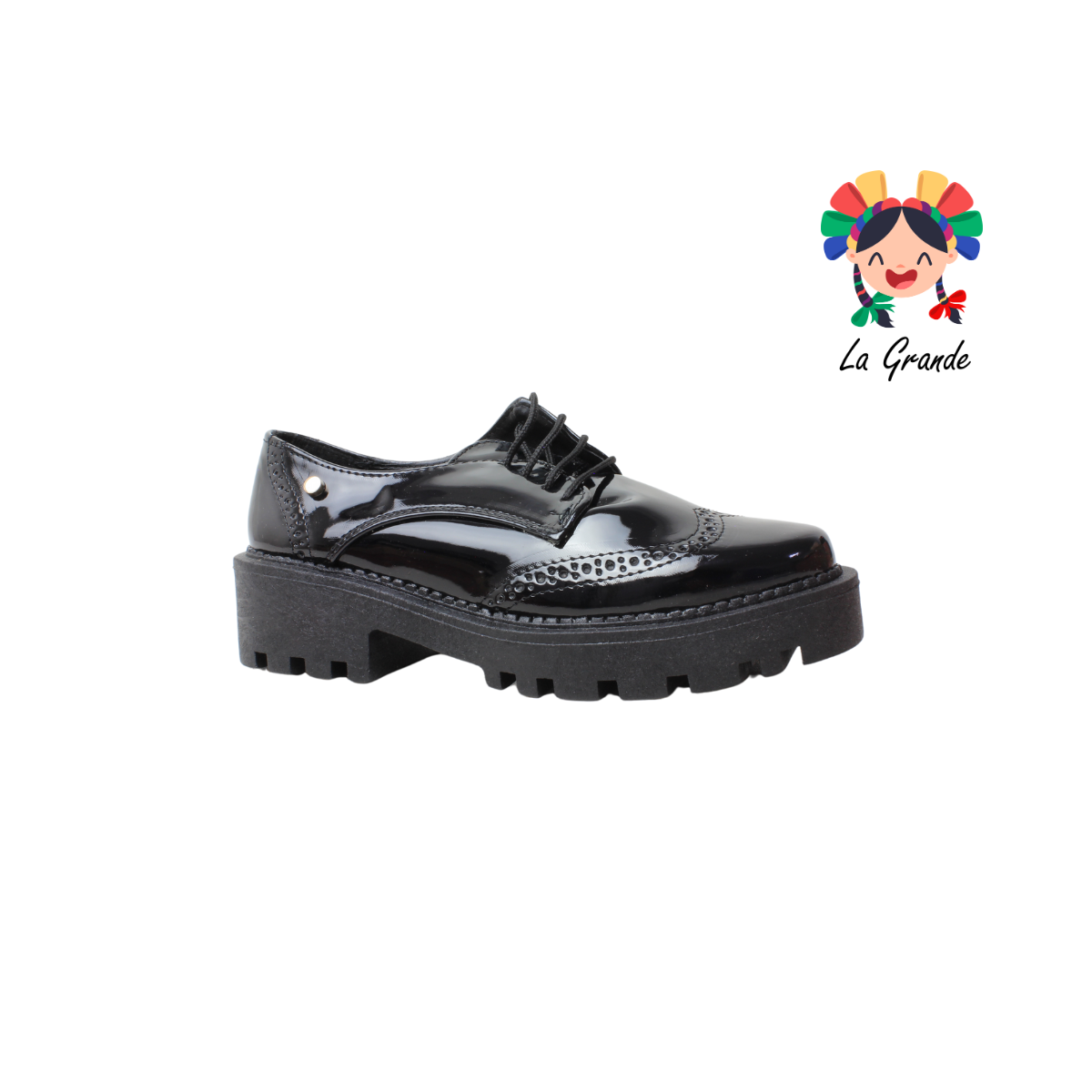 1983 YUL Negro Charol Zapato Escolar para Dama