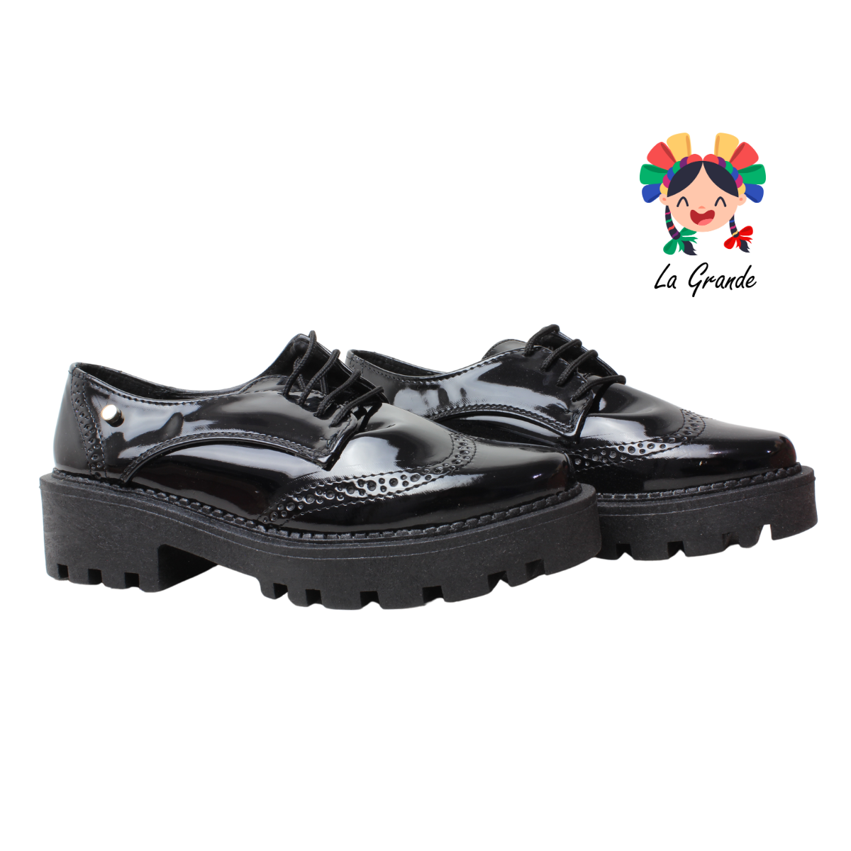 1983 YUL Negro Charol Zapato Escolar para Dama