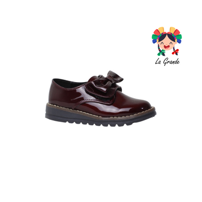 1988 YUL Vino Charol Zapato Casual de Contactel con Moño para Niña