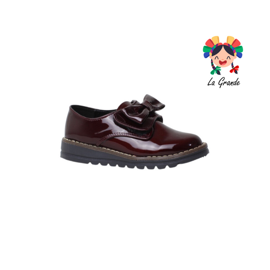 1988 YUL Vino Charol Zapato Casual de Contactel con Moño para Niña
