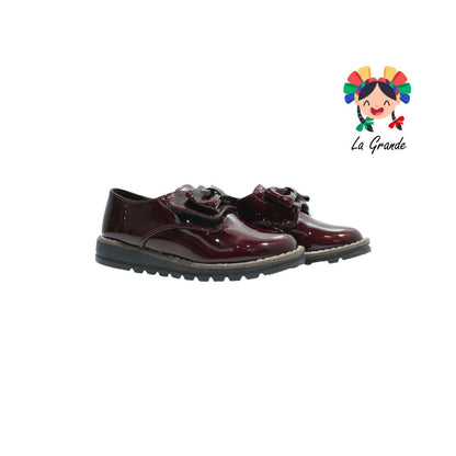 1988 YUL Vino Charol Zapato Casual de Contactel con Moño para Niña